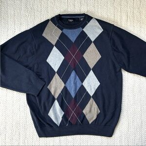 Men's Argyle Crewneck Preppy Academia Sweater